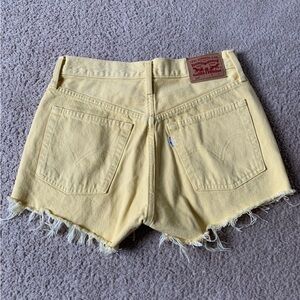 Levi’s 501 Button Fly High Waisted Pale Yellow Denim Shorts San Francisco Cali